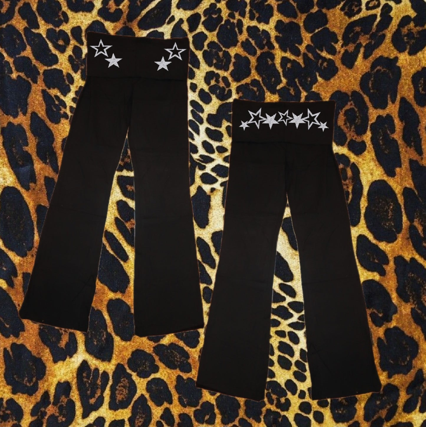 Star Tramp Stamp Foldover Flare Leggings