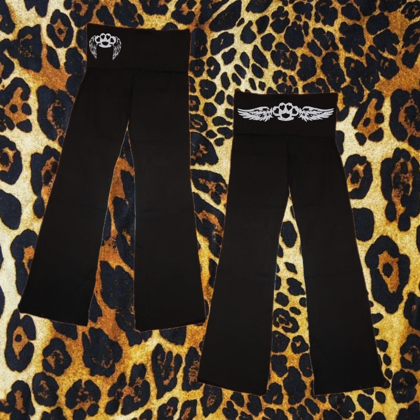 Brass knuckles Wings Foldover Flare Leggings